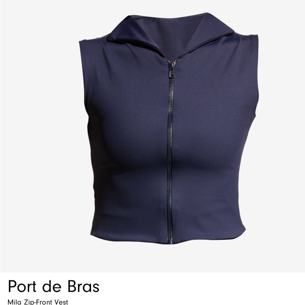 Neiman Marcus Navy Zip-Front Crop Top sz small